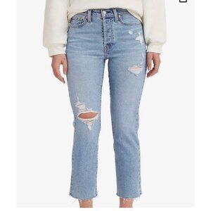 Levie's Womens Wedgie Straight button fly raw hem jeans sz 32‎
